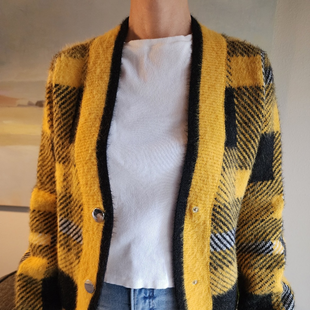 English Factory Cardigan Plaid